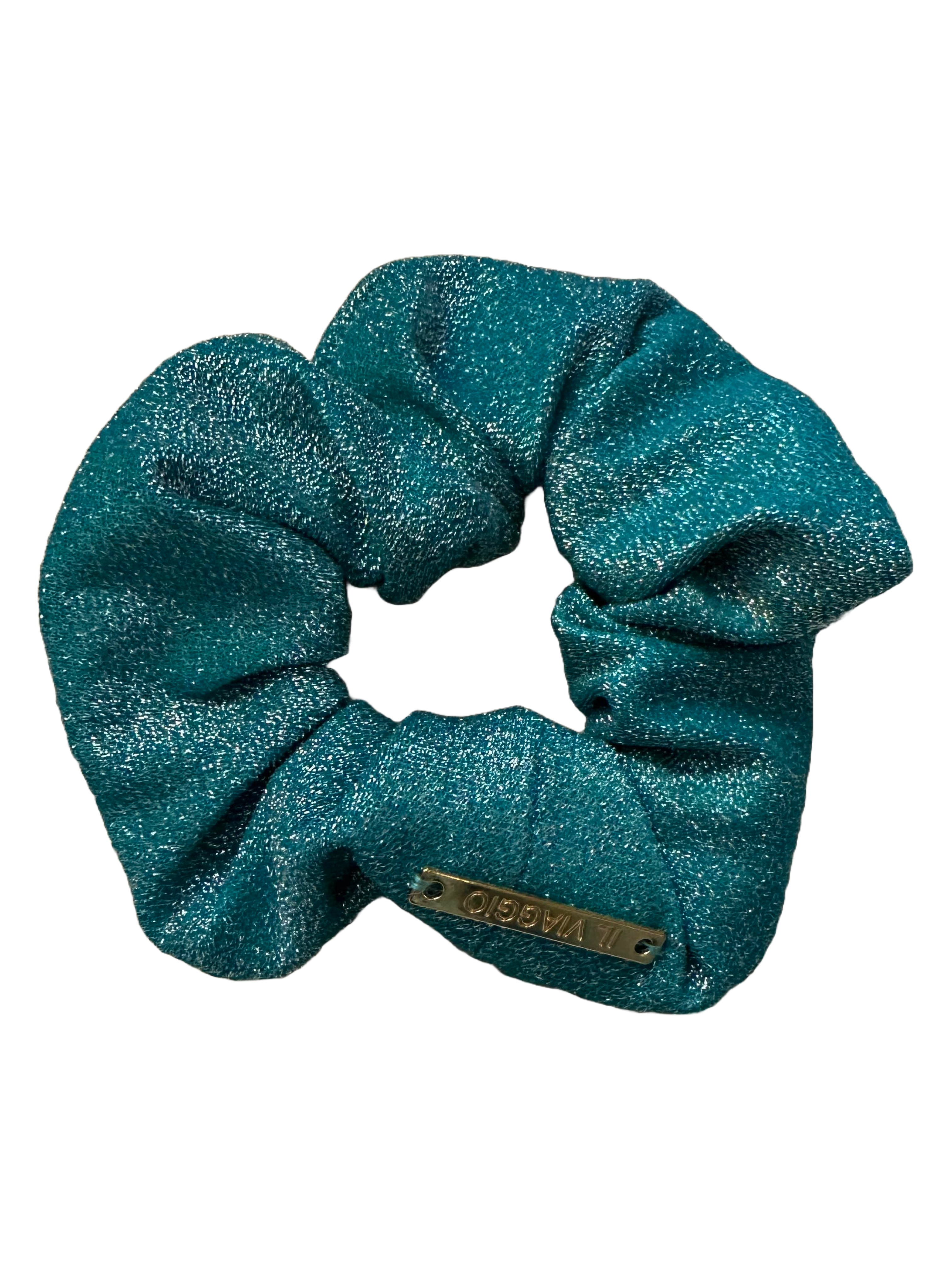 Teal Sparkle Il Viaggio Hair Scrunchie